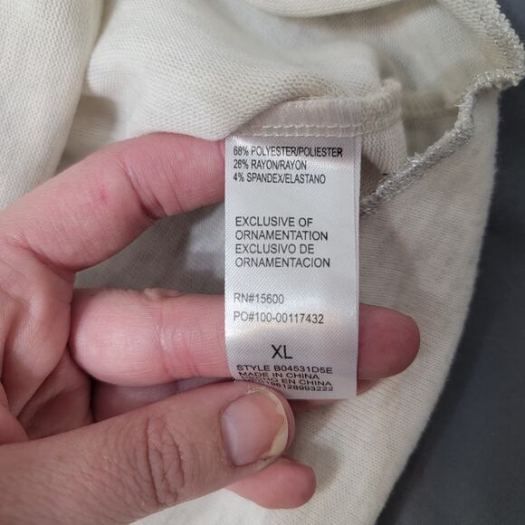 Democracy Top Women’s XL Crew Neck Long Sleeve Ribbed Pocket Ivory Soft Knit - Picture 8 of 9